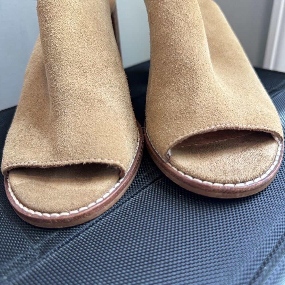 Madewell Cary Tan Suede Slingback Heels Open Toe Block Sandals Size 8 - Picture 3 of 8
